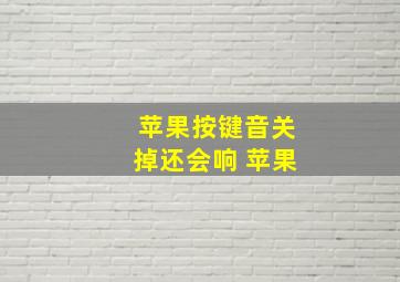 苹果按键音关掉还会响 苹果